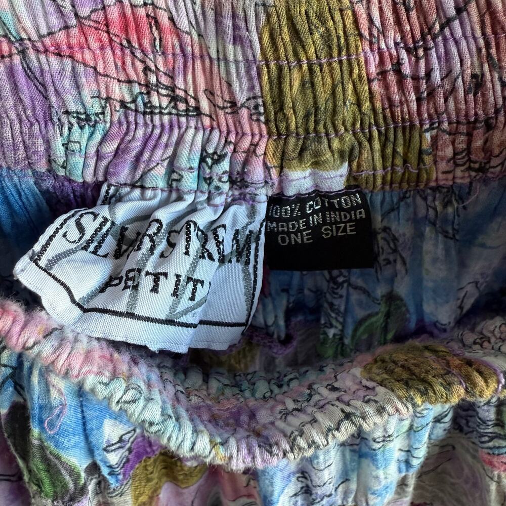 Boho Maxi Skirt Vintage Patchwork Crinkle Cotton Festival Tiered Midi One Size - Picture 5 of 5